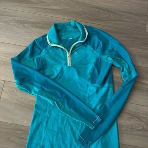 Lululemon Teal Long-Sleeve Half-Zip Top Size 6